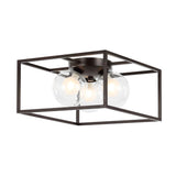 Kyle 14" 3-Light Modern Farmhouse Metal/Iron Open-Caged LED Flush Mount - JONATHAN Y