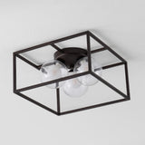 Kyle 14" 3-Light Modern Farmhouse Metal/Iron Open-Caged LED Flush Mount - JONATHAN Y