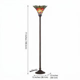 Dragonfly Tiffany Style 71" Torchiere LED Floor Lamp Bronze/Green – DIM