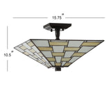 Jason 15.7" Tiffany Style Glass/Metal LED Semi - JONATHAN Y