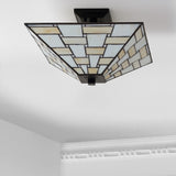 Jason 15.7" Tiffany Style Glass/Metal LED Semi - JONATHAN Y