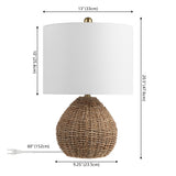 Kona 20.5" Bohemian Classic Rattan/Iron LED Table Lamp