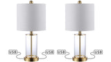 Abner 21" Glass Modern Contemporary USB Charging LED Table Lamp - JONATHAN Y
