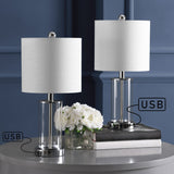 Abner 21" Glass Modern Contemporary USB Charging LED Table Lamp - JONATHAN Y