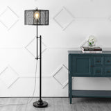 Noah 64.5" Modern Industrial Iron Height-Adjustable LED Floor Lamp - JONATHAN Y
