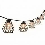 Indoor/Outdoor 10 ft. Contemporary Transitional Incandescent G40 Diamond Cage String Lights Black – MAIN-ROOM