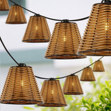 Payton 10-Light Indoor/Outdoor 10 ft. Classic Cottage Incandescent G40 Faux-Rattan Shaded String Lights