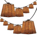 Quinn 10-Light Indoor/Outdoor 10 ft. Classic Vintage Incandescent G40 Square Bamboo Shaded String Lights - JONATHAN Y