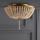 Allison 15" Wood Beaded/Metal LED Flush Mount - JONATHAN Y