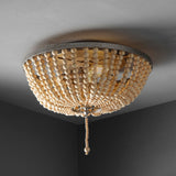 Allison 15" Wood Beaded/Metal LED Flush Mount - JONATHAN Y