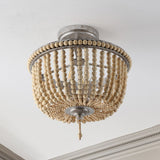 Allie 14" Wood Beaded/Metal LED Flush Mount - JONATHAN Y