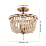 Allie 14" Wood Beaded/Metal LED Flush Mount - JONATHAN Y