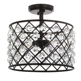 Gabrielle 14.5" Crystal/Metal LED Semi Flush Mount - JONATHAN Y