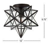 Stella 12" Moravian Star Metal/Clear Glass LED Flush Mount - JONATHAN Y
