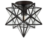 Stella 12" Moravian Star Metal/Clear Glass LED Flush Mount - JONATHAN Y