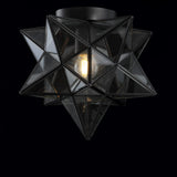 Stella 12" Moravian Star Metal/Clear Glass LED Flush Mount - JONATHAN Y