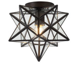 Stella 12" Moravian Star Metal/Clear Glass LED Flush Mount - JONATHAN Y