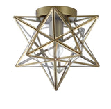 Stella 12" Moravian Star Metal/Clear Glass LED Flush Mount - JONATHAN Y