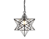 Stellaa 12" Moravian Star Metal/Clear Glass LED Pendant - JONATHAN Y