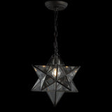 Stellaa 12" Moravian Star Metal/Clear Glass LED Pendant - JONATHAN Y