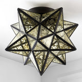 Stella 12" Moravian Star Metal/Clear Glass LED Flush Mount - JONATHAN Y