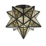 Stella 12" Moravian Star Metal/Clear Glass LED Flush Mount - JONATHAN Y