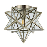 Stella 12" Moravian Star Metal/Clear Glass LED Flush Mount - JONATHAN Y
