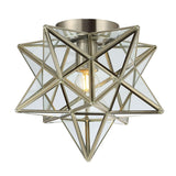 Stella 12" Moravian Star Metal/Clear Glass LED Flush Mount - JONATHAN Y