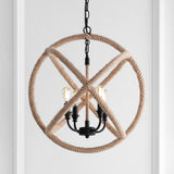 Soka 20" Adjustable Globe Metal/Rope LED Pendant - JONATHAN Y