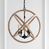 Soka 20" Adjustable Globe Metal/Rope LED Pendant - JONATHAN Y