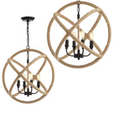 Soka 20" Adjustable Globe Metal/Rope LED Pendant - JONATHAN Y