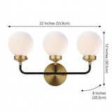 Caleb Brass Vanity Wall Sconce Frosted Brass Gold/Black/White / 3-Light Frosted – DIM