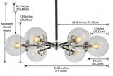 Caleb 28" Brass Cluster Pendant Chrome/Black / 6-Light Clear – DIM
