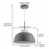 Simon 12" Adjustable Metal/Glass LED Pendant Gray – DIM