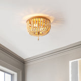 Allison 15" Wood Beaded/Metal LED Flush Mount