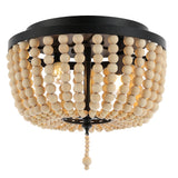 Allison 15" Wood Beaded/Metal LED Flush Mount