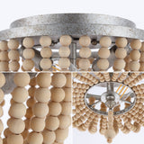 Allison 15" Wood Beaded/Metal LED Flush Mount