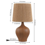 Eben 23" Rustic Farmhouse Resin/Metal Gourd LED Table Lamp with Paper Rope Shade