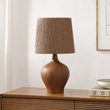 Eben 23" Rustic Farmhouse Resin/Metal Gourd LED Table Lamp with Paper Rope Shade