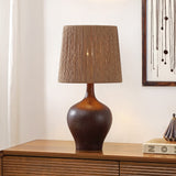 Eben 23" Rustic Farmhouse Resin/Metal Gourd LED Table Lamp with Paper Rope Shade