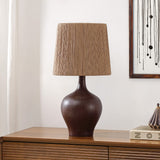Eben 23" Rustic Farmhouse Resin/Metal Gourd LED Table Lamp with Paper Rope Shade