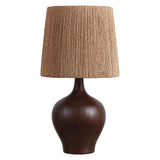 Eben 23" Rustic Farmhouse Resin/Metal Gourd LED Table Lamp with Paper Rope Shade