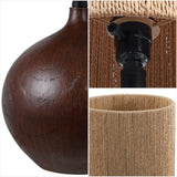 Abram 22.75" Rustic Bohemian Resin/Metal Round Table Lamp with Paper Rope Shade