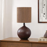 Abram 22.75" Rustic Bohemian Resin/Metal Round Table Lamp with Paper Rope Shade