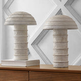 Cremini 17.5" Modern Minimalist Plaster-Look Ribbed Mushroom Resin Cylinder LED Table Lamp