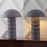 Cremini 17.5" Modern Minimalist Plaster-Look Ribbed Mushroom Resin Cylinder LED Table Lamp