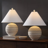 Archer 21" Coastal Cottage Textured Resin/Metal Ridged LED Table Lamp