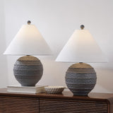 Archer 21" Coastal Cottage Textured Resin/Metal Ridged LED Table Lamp