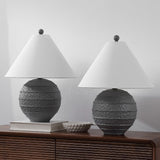 Archer 21" Coastal Cottage Textured Resin/Metal Ridged LED Table Lamp