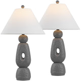 Henge 28" Organic Minimalist Textured Resin/Metal Stacked LED Table Lamp
